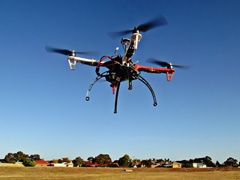 Drone Flying Over a Field