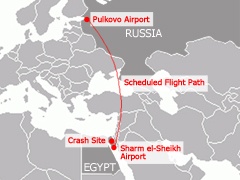 Map of Flight Path for Metrojet 9268