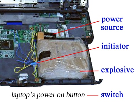 Close Up of Inert Laptop Bomb with PIES Label